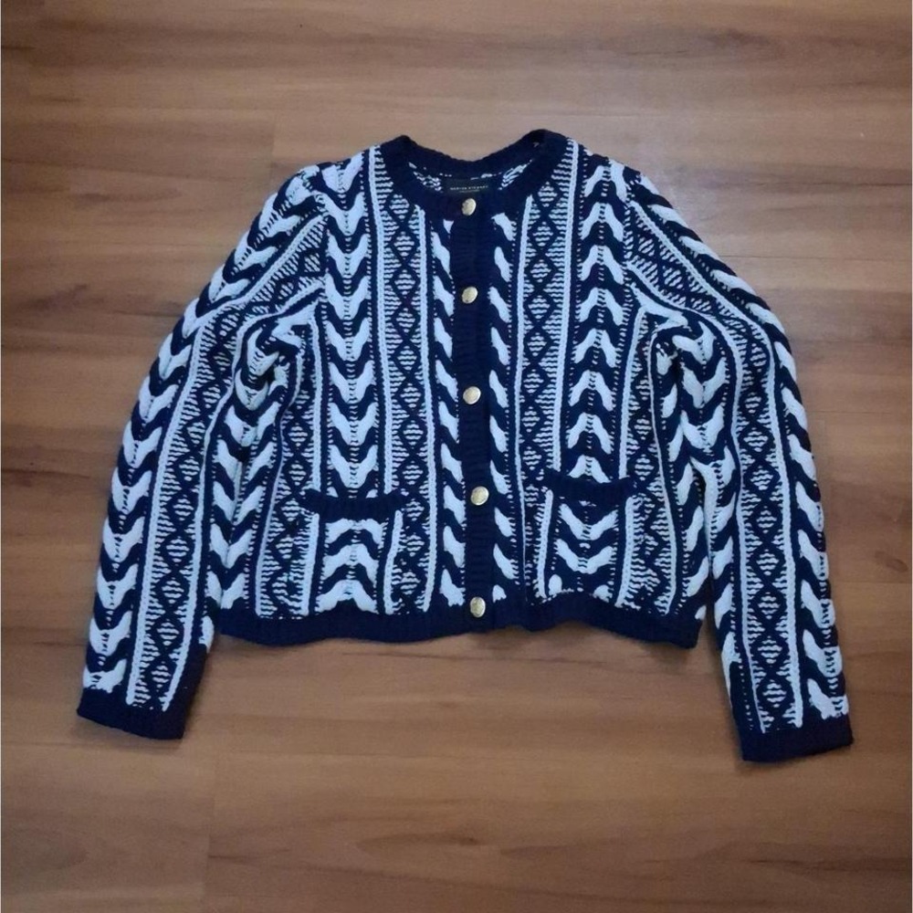 Womens Martha Stewart Cable Knit Button Down Chunky Sweater